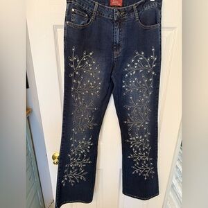 Pair of Vintage Azita Embroidered and Beaded Jeans. Size 6